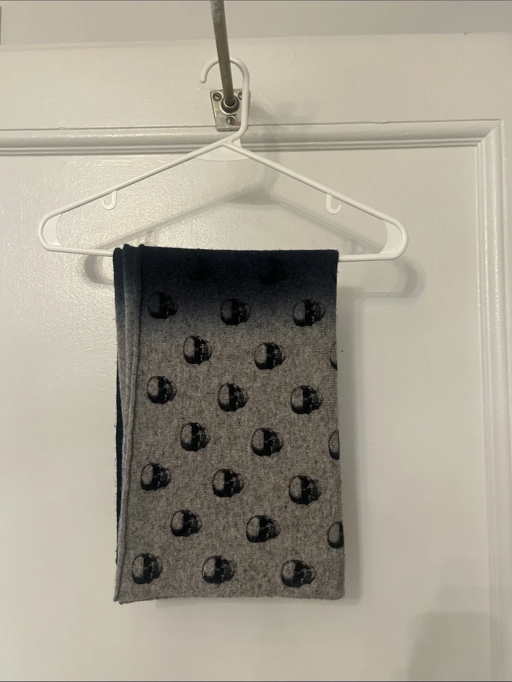 Skull Cashmere Gray & Black Polka Skull Cashmere Scarf